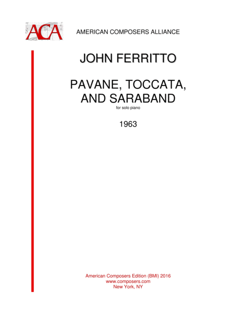 Ferritto Pavane Toccata And Saraband Sheet Music