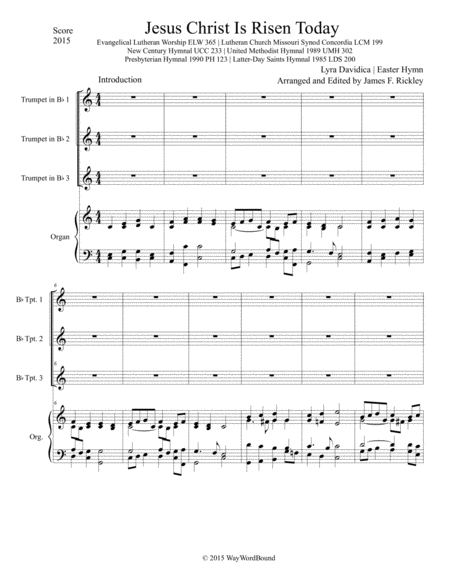 Free Sheet Music Festival Hymn Setting Easter 2015 Christ The Lord Is Risen Today