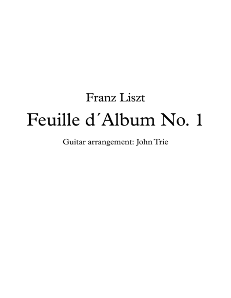 Feuille Dalbum No 1 Tab Sheet Music