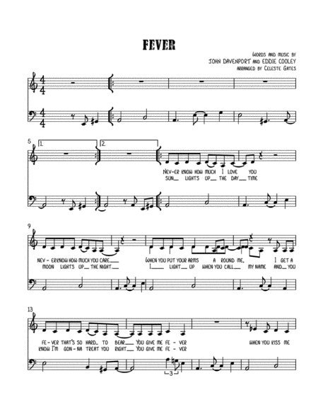 Free Sheet Music Fever For Voice And String Bass