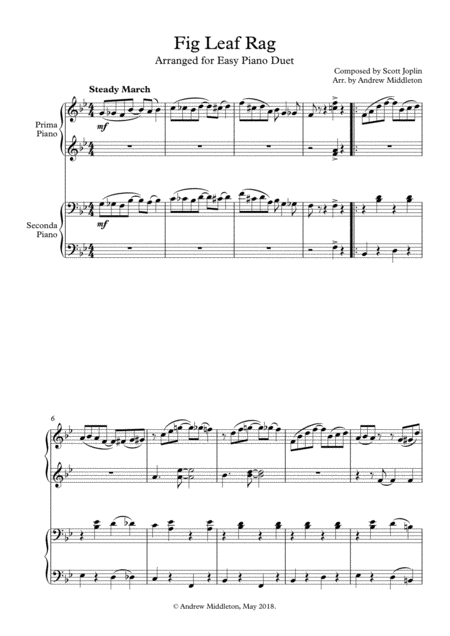 Free Sheet Music Fig Leaf Rag For Easy Piano Duet