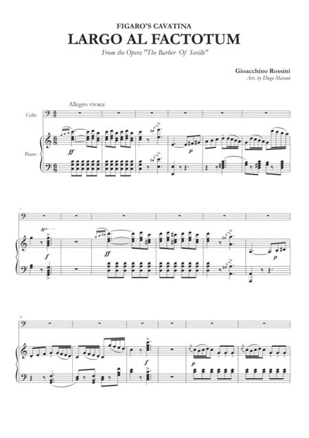 Figaros Cavatina Largo Al Factotum For Cello And Piano Sheet Music