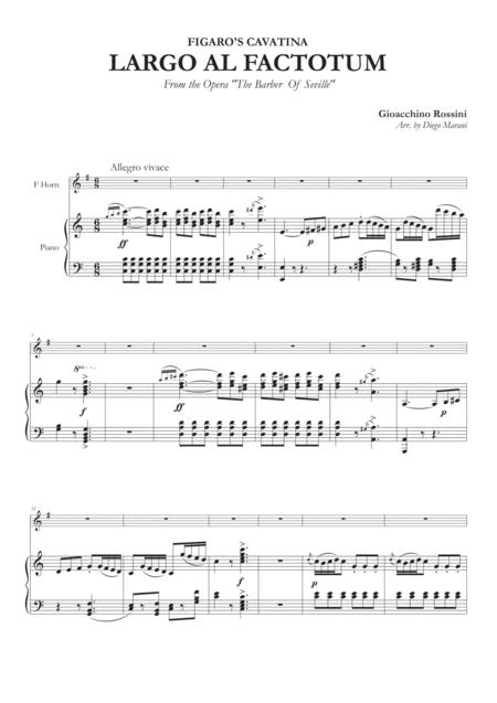 Free Sheet Music Figaros Cavatina Largo Al Factotum For Horn And Piano