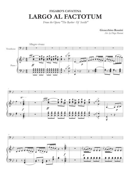 Figaros Cavatina Largo Al Factotum For Trombone And Piano Sheet Music