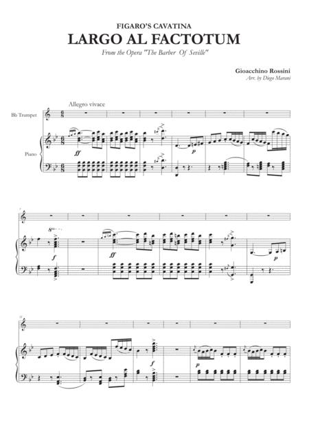 Free Sheet Music Figaros Cavatina Largo Al Factotum For Trumpet And Piano