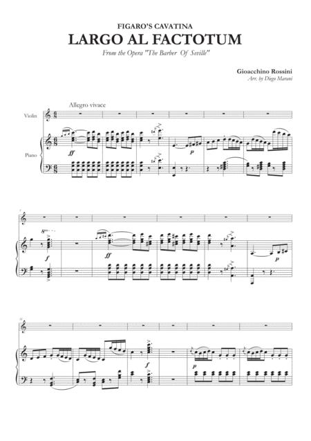 Free Sheet Music Figaros Cavatina Largo Al Factotum For Violin And Piano
