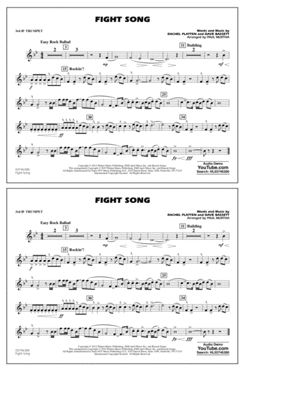 Fight Song Arr Paul Murtha 3rd Bb Trumpet Sheet Music