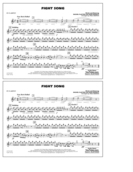 Free Sheet Music Fight Song Arr Paul Murtha Bb Clarinet