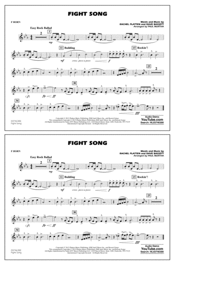 Fight Song Arr Paul Murtha F Horn Sheet Music