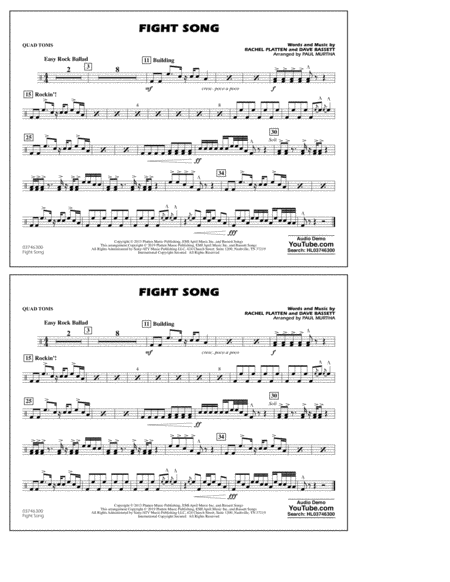 Free Sheet Music Fight Song Arr Paul Murtha Quad Toms