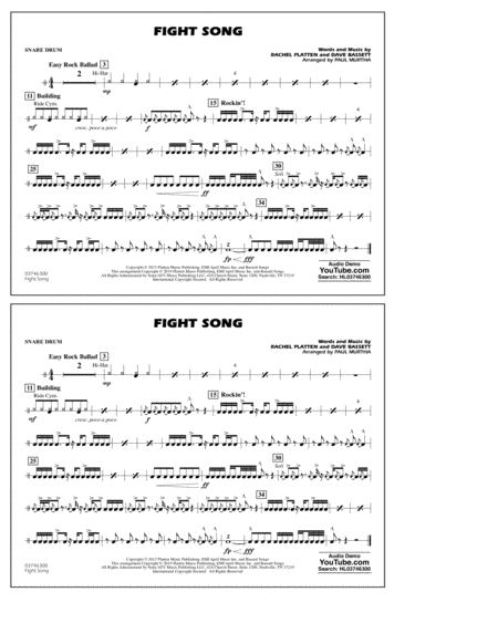 Fight Song Arr Paul Murtha Snare Drum Sheet Music