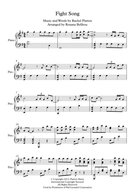 Fight Song By Rachel Platten Piano Sheet Music