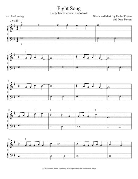 Free Sheet Music Fight Song Early Intermediate Piano Solo