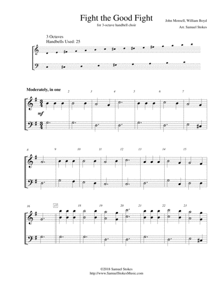 Fight The Good Fight For 3 Octave Handbell Choir Sheet Music