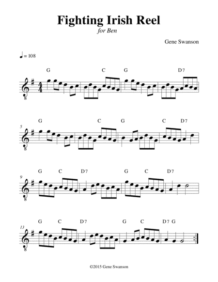 Fighting Irish Reel Play Along Sheet Music