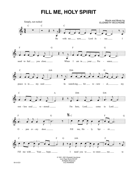 Fill Me Holy Spirit Sheet Music