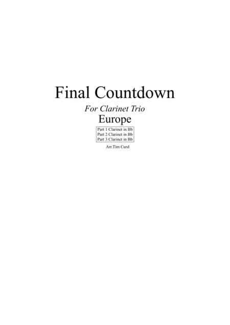 Final Countdown For Clarinet Trio Sheet Music