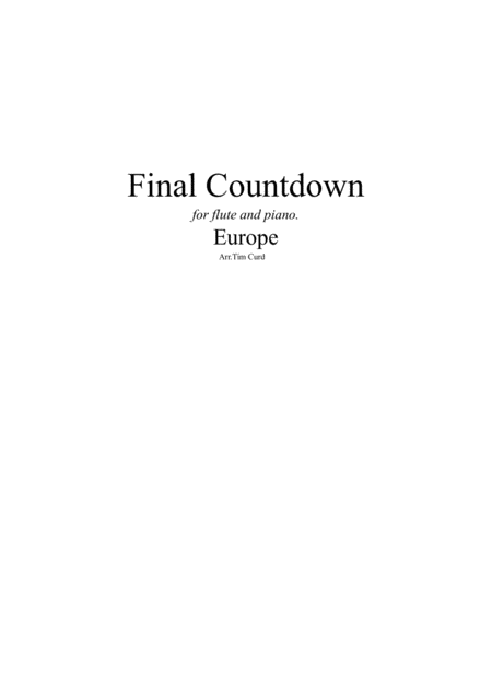 Final Countdown For Flute And Piano Sheet Music