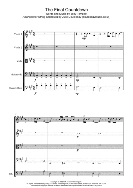 Final Countdown For String Orchestra Score And Parts Sheet Music