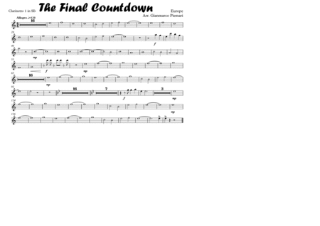 Final Countdown For Wind Band With Transcr Guitar Solo Sheet Music