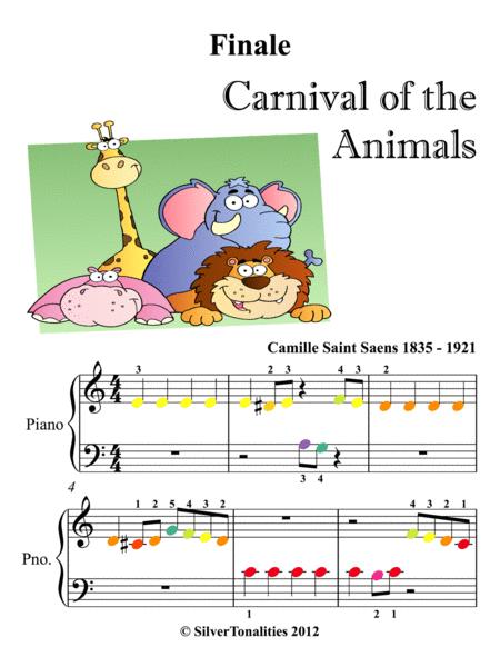 Finale Carnival Of The Animals Beginner Piano Sheet Music With Colored Notes Sheet Music