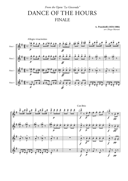 Finale From Dance Of The Hours For Flute Quartet Sheet Music