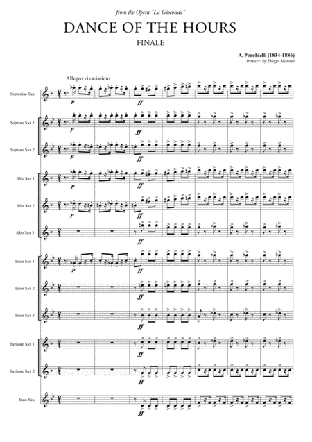 Free Sheet Music Finale From Dance Of The Hours For Saxophone Ensemble