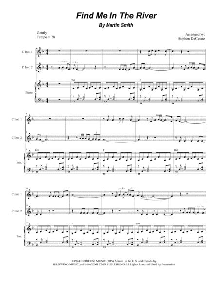 Free Sheet Music Find Me In The River Duet For C Instruments
