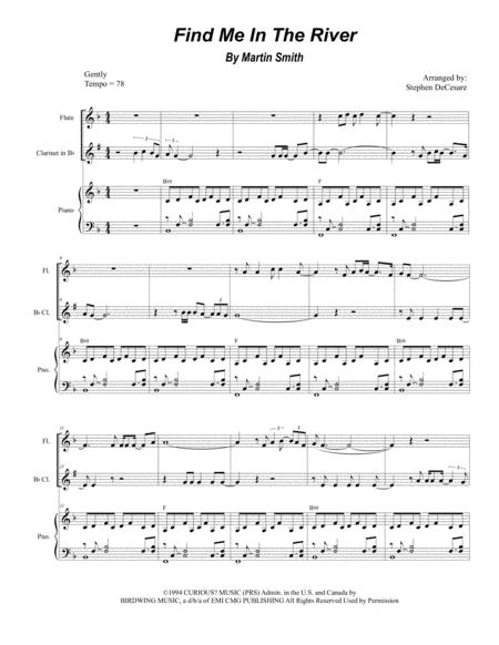 Find Me In The River Duet For Flute And Bb Clarinet Sheet Music