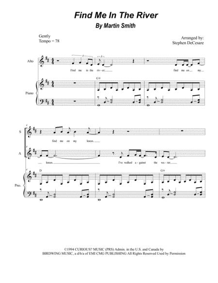 Find Me In The River Duet For Soprano And Alto Solo Sheet Music