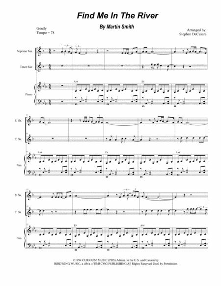 Find Me In The River Duet For Soprano And Tenor Saxophone Sheet Music