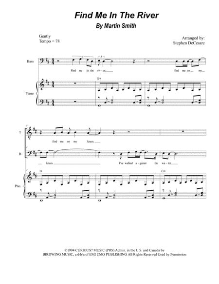 Free Sheet Music Find Me In The River Duet For Tenor And Bass Solo