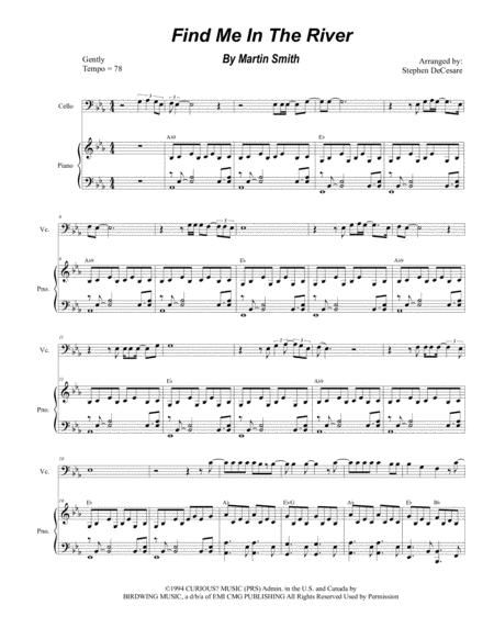 Free Sheet Music Find Me In The River For Cello Solo And Piano