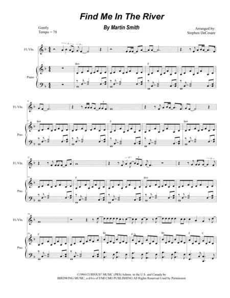 Free Sheet Music Find Me In The River For Flute Or Violin Solo And Piano