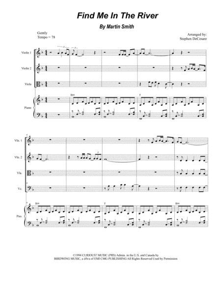 Free Sheet Music Find Me In The River For String Quartet And Piano