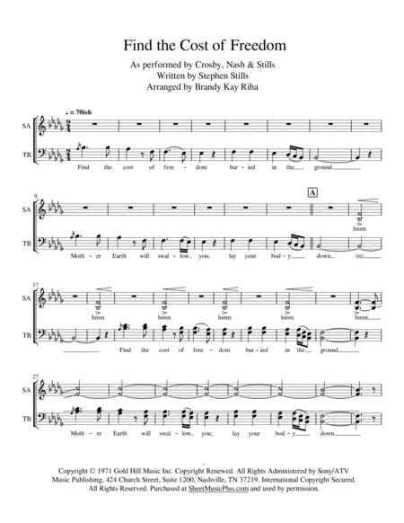 Free Sheet Music Find The Cost Of Freedom