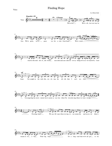 Finding Hope Voice Sheet Music