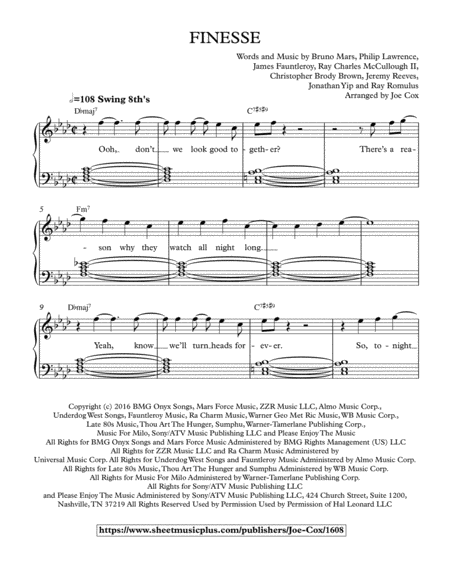 Free Sheet Music Finesse Chord Comp Version