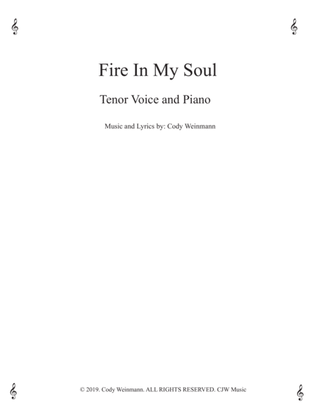 Fire In My Soul Tenor Voice And Piano E Flat Major Sheet Music