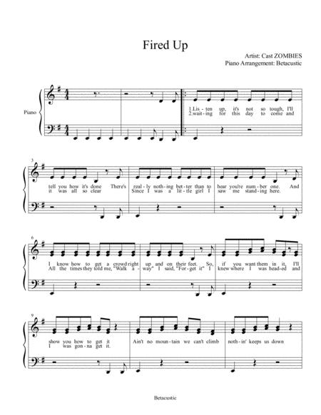 Fired Up Zombies Sheet Music Easy Piano Sheet Music