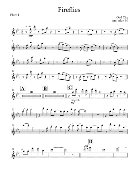 Fireflies All Parts Sheet Music