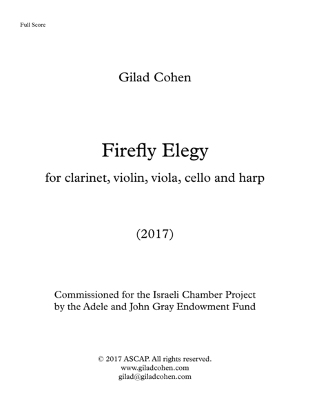 Free Sheet Music Firefly Elegy