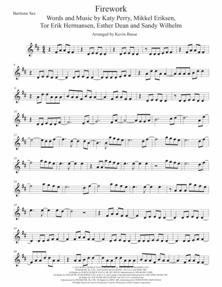 Free Sheet Music Firework Bari Sax