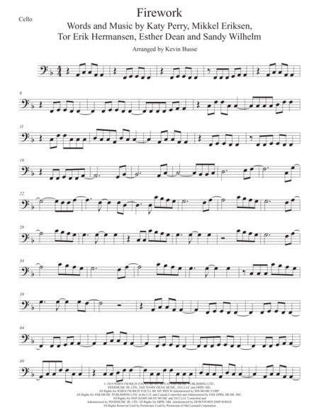 Free Sheet Music Firework Cello