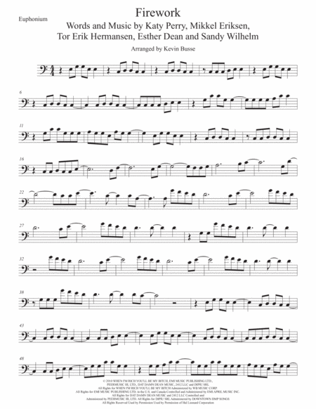 Free Sheet Music Firework Easy Key Of C Euphonium