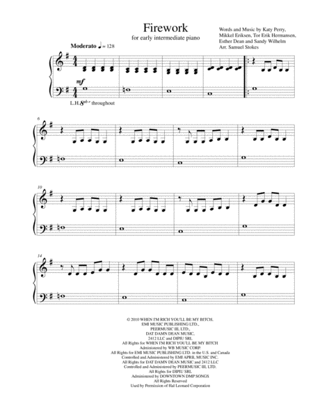 Free Sheet Music Firework For Early Intermediate Piano