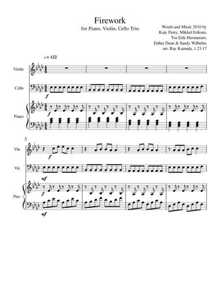 Firework For Piano Violin Cello Trio Sheet Music