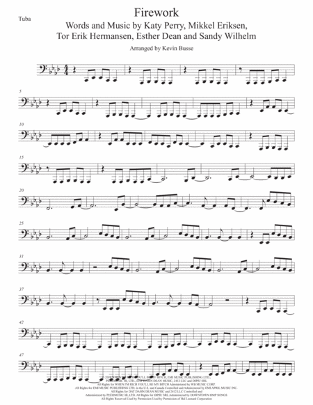 Firework Original Key Tuba Sheet Music