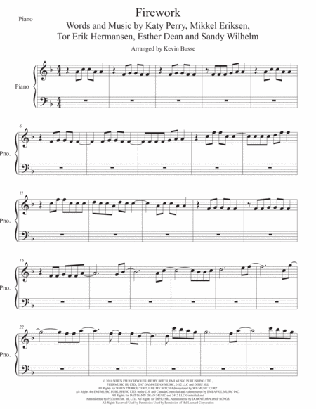 Firework Piano Sheet Music