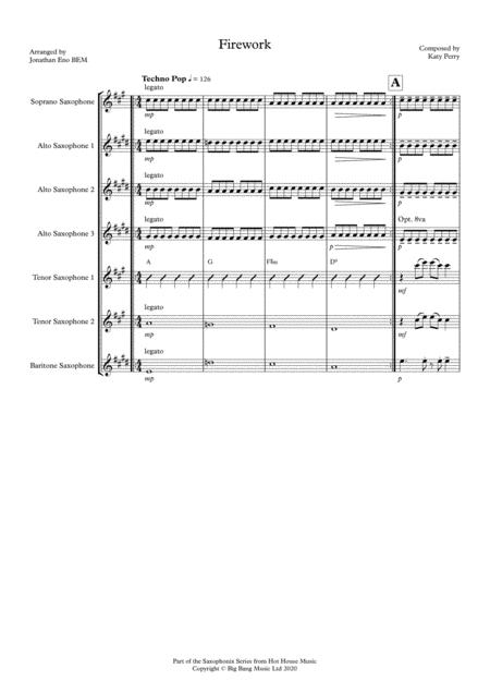 Firework Saxophone Ensemble Saaattb Sheet Music